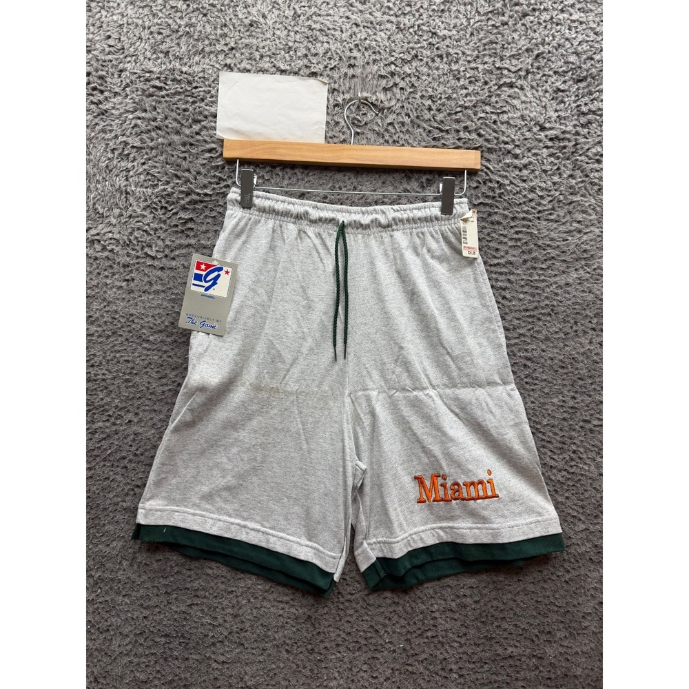 Vintage 1990s The Game Miami Hurricanes NCAA Two Tone Shorts Gray Size M NWD
